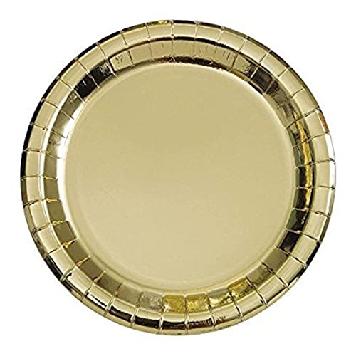 Gold Foil Round Dessert Plates - 7" - Pack of 8 for Parties