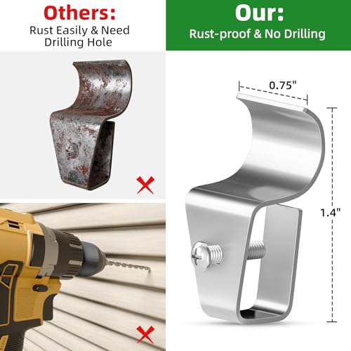 Goabroa Heavy Duty Vinyl Siding Hooks - 30 Pack Stainless Steel Clips for Outdoor Cameras