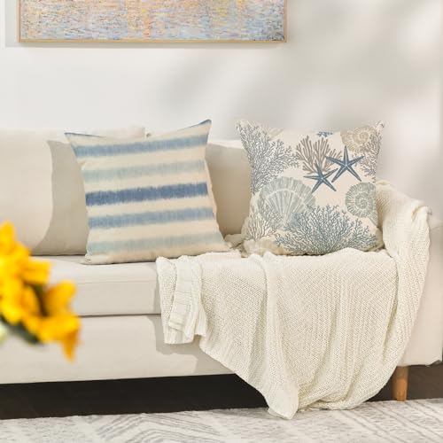 AVOIN Colorlife Summer Throw Pillow Covers - 18" Ocean Starfish (Set of 4)