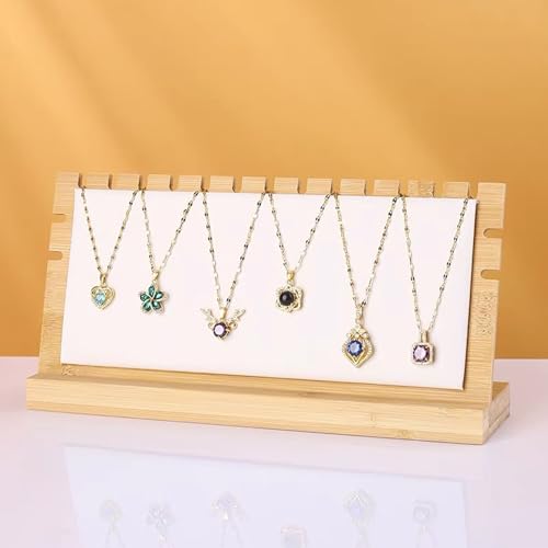 TANG SONG Jewelry Display Stand - Bamboo & Leather, 9.8" x 4.7"