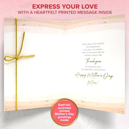 Gold Glitter Foil 5x7 Mother's Day Card from Daughter with Charm