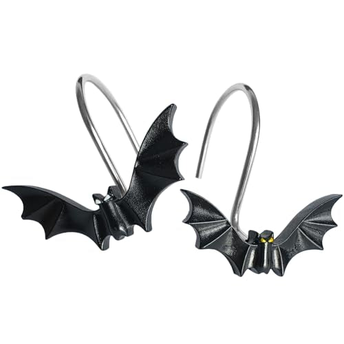 Halloween Bat Shower Curtain Hooks - Set of 12 Rust-Resistant Rings