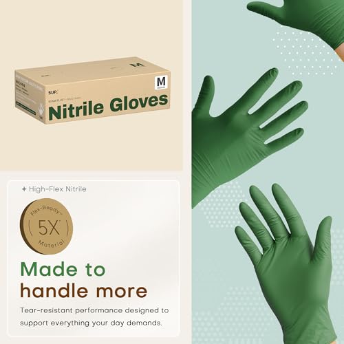 SUP Powder-Free Nitrile Exam Gloves - 100 Count Latex-Free for Food & Medical Use