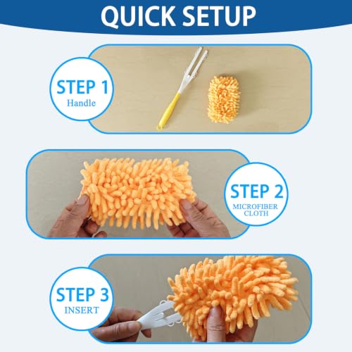 Reusable Chenille Duster Refills Kit for Swiffer & Similar Handles