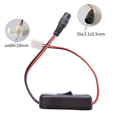 2 Pin LED Strip Connector with Inline Switch - 3 Pack for 10mm Lights