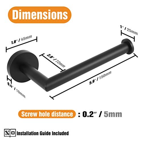 HITSLAM Matte Black Toilet Paper Holder - Rustproof 304 Stainless Steel
