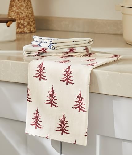 YZJZEDS Burgundy Christmas Kitchen Towels Set of 2 18x25 Inch Absorbent Cotton Dish Towels with Hanging Loop
