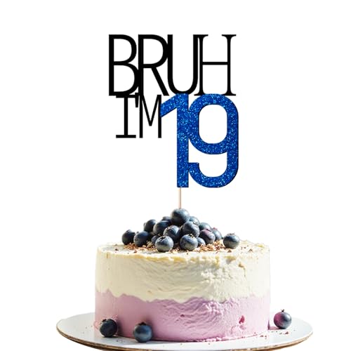 Bruh I'm 19 Cake Topper - Fun Birthday Decoration for Boys