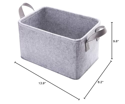 Minoisome Collapsible Felt Storage Basket with Handles - Light Grey
