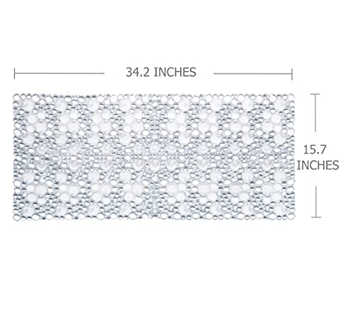 Mantto Extra Long Non-Slip Pebble Bath Mat, 34.2" x 15.7" - Clear