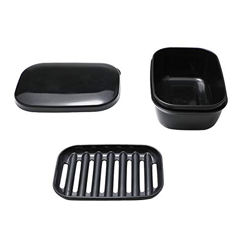 TANCANO Portable Soap Dish Holder with Drainage Rack - 2 Pack, Black