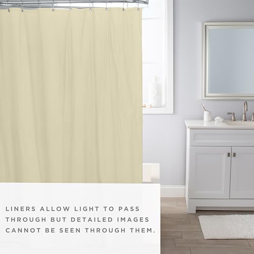 Bath Bliss Hotel Weight Shower Curtain Liner, Beige 70x72, Magnetic Hem
