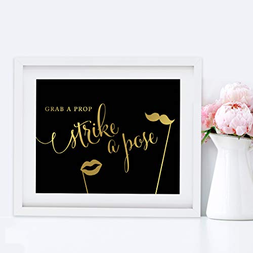 Wedding Photobooth Sign - 8.5x11 Black & Gold Ink - Unframed