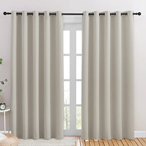 NICETOWN Blackout Curtains Kids Room Natural 70x84 Inches Set of 2 Window Treatments