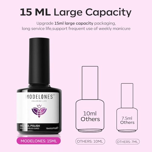 Modelones Chameleon Purple Gel Nail Polish 15ml Pink Holographic Shimmer