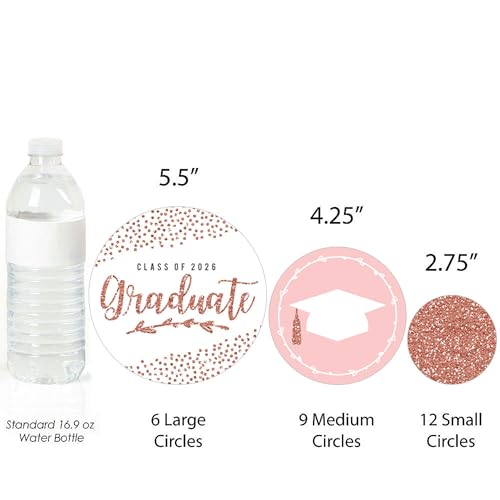 Big Dot of Happiness Rose Gold 2026 Graduation Party Giant Circle Confetti, 27 Count