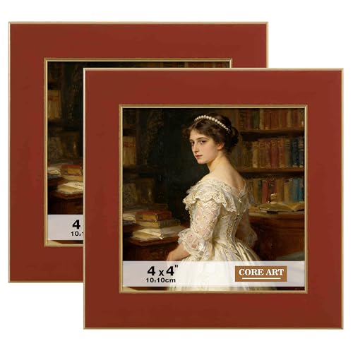 Caramel Brown 4x4 Picture Frame Set - 2 Pack with HD Plexiglass