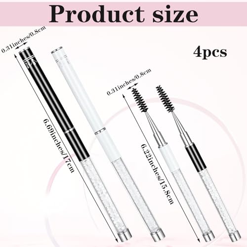 Ocapind 4 Pcs Reusable Spoolie Mascara Wands with Cap Portable Eyelash Brush