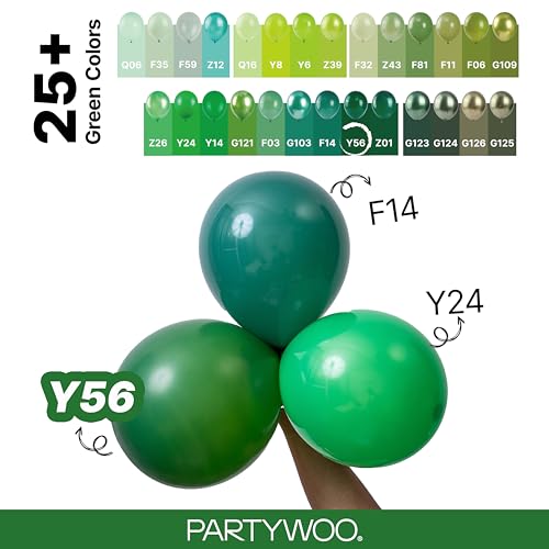PartyWoo Dark Green Balloon Arch Kit, 128pcs Assorted Sizes (Green-Y56)