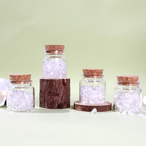 Magic Season Decorative Round Glass Bottles with Cork Stoppers - 2 Pack