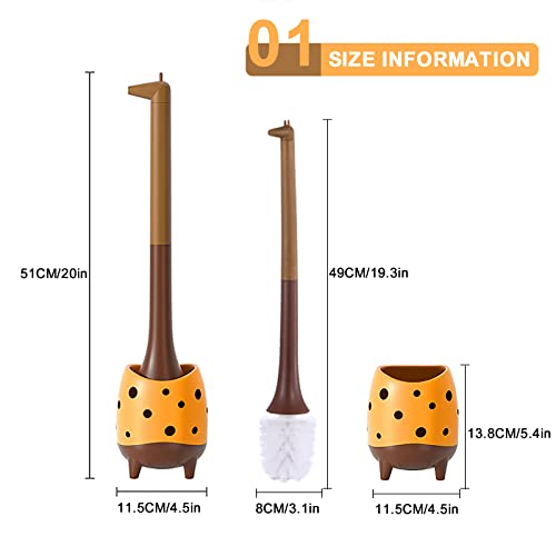Giraffe-Shaped Toilet Brush and Holder Set - 360° Cleaning