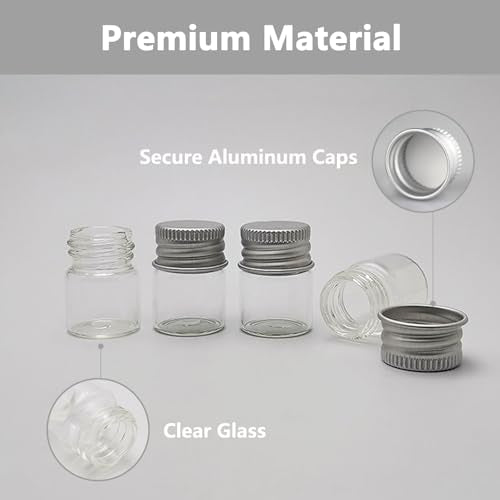 4-Pack 5ml Mini Glass Jars with Aluminum Screw Caps for Crafts & Storage