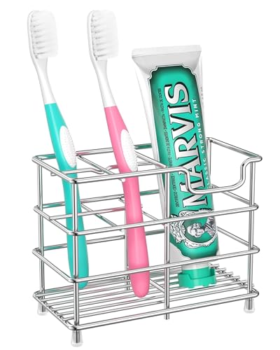 HBlife Stainless Steel Toothbrush Holder - 5 Slot Bathroom Organizer