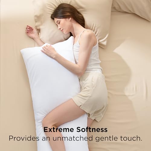 Bedsure Bamboo Body Pillowcase, Cooling 20" x 54" Cover - White