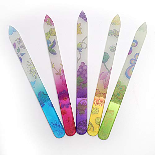Glass Nail Files Set 5-Piece Professional Double-Sided Crystal Manicure Tools