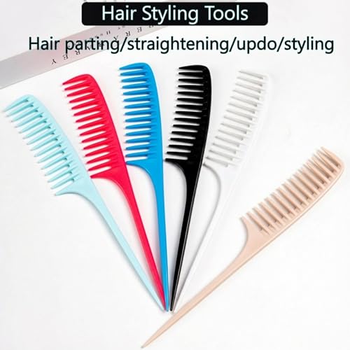Viviyoo 6 Pack Wide Tooth Rat Tail Comb Set for Curly Hair & Styling