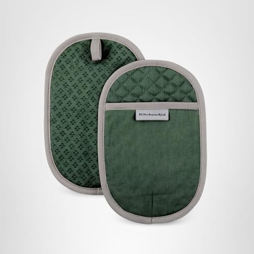 KitchenAid Asteroid Pot Holder 2-Pack Set, Pebbled Palm Green, 6.5"x10"