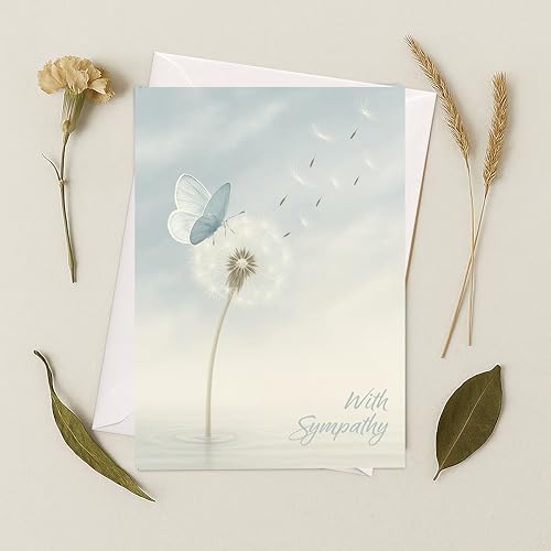 Cheerin Sympathy Card with Envelope - 5x7 Dandelion Design