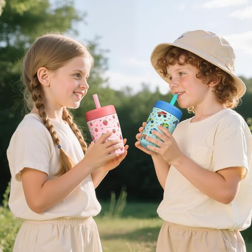 Fimibuke 12oz Stainless Steel Toddler Sippy Cup Spill Proof Kid Tumbler