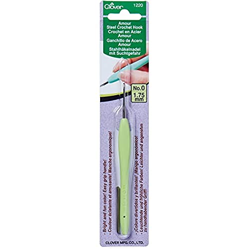 Clover Amour Steel Crochet Hook No. 0 / 1.75mm with Rubber Handle