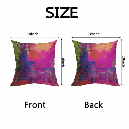 HOSNYE 18x18 Inch Bright Fuchsia Abstract Throw Pillow Cover - Pack of 1
