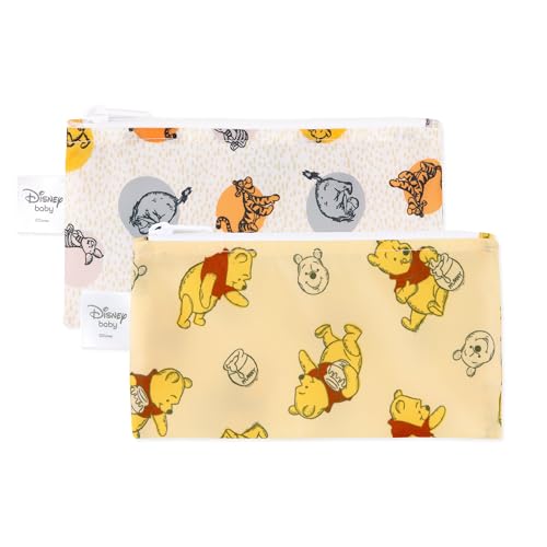 Bumkins Reusable Snack Bags - Waterproof Fabric, 2-Pack Winnie the Pooh