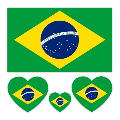 Brazil Flag Temporary Tattoos - 20 Sheets Waterproof Face Stickers