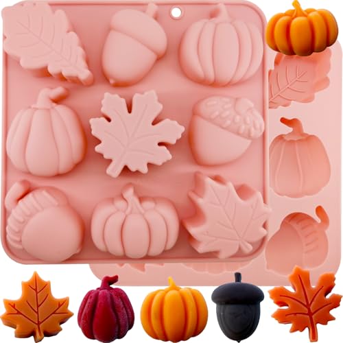 Pumpkin Silicone Mold Set - 2Pcs 9 Cavity Thanksgiving Baking Molds
