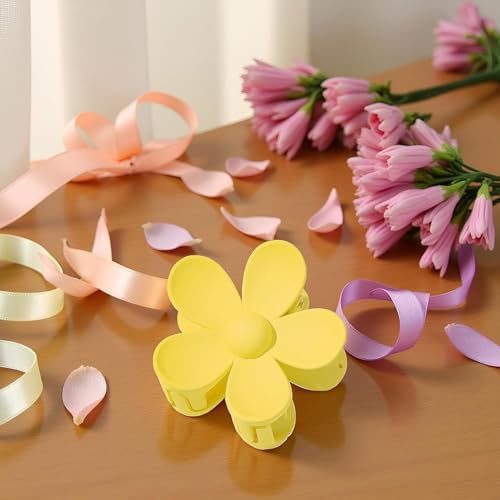 Senyango Yellow Floral Flower Jaw Claw Hair Clips 2-Pack