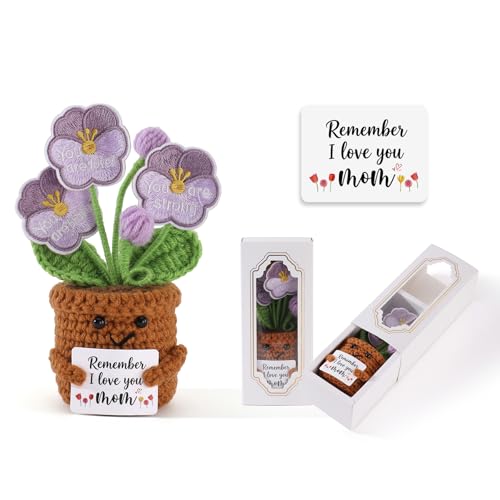 Handmade Crochet Pansy Pot for Mom - Remember I Love You Gift