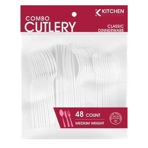 48-Piece Disposable Cutlery Set - Elegant White Plastic Utensils