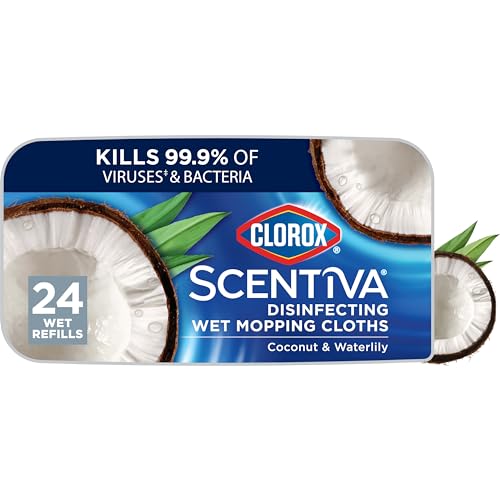 Clorox Scentiva Wet Mopping Cloths, Coconut & Waterlily, 24 Refills