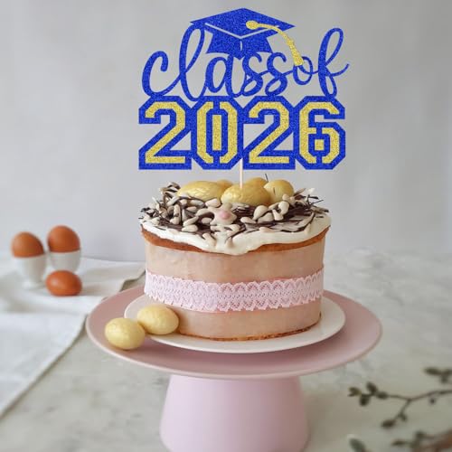 Glitter Class of 2026 Cake Topper - Graduation Party Decoration