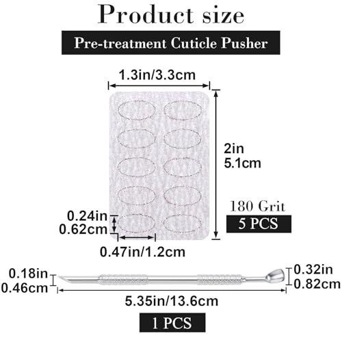 SmallCat Stainless Steel Cuticle Pusher with 180 Grit Nail Files