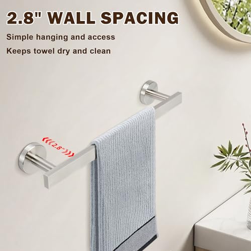 Siyzda 16-Inch Brushed Nickel Towel Bar - SUS304 Stainless Steel Wall Mount