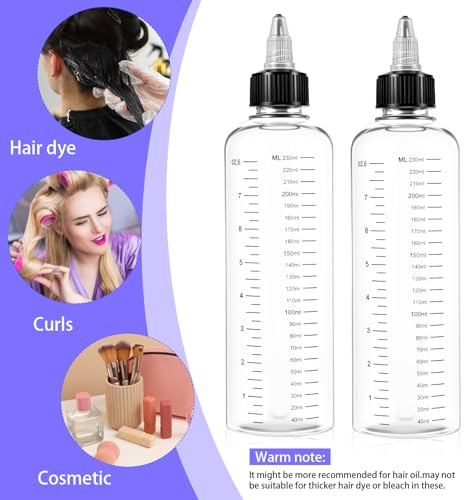 Hair Applicator Bottles 2-Pack Squeeze Root Dye & Oil Dispenser