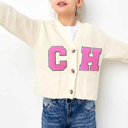 Pink Chenille Varsity Letter Patch 4.5" Iron On Letterman Jacket Initial W