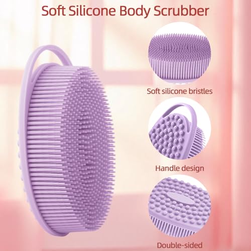 Silicone Body Scrubber 2-Pack, Exfoliating Soft Loofah Shower Brush