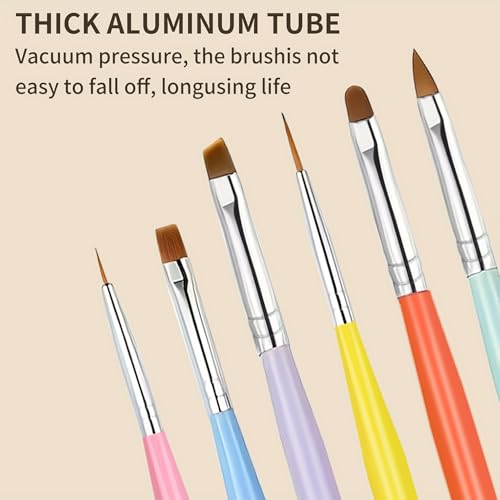 6-Piece Professional Nail Art Brush Set and Dotting Tool Kit