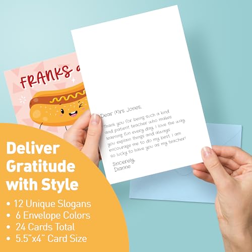 Thanks a Brunch Funny Thank You Cards with Envelopes, 24 Pack, 4x5.5"